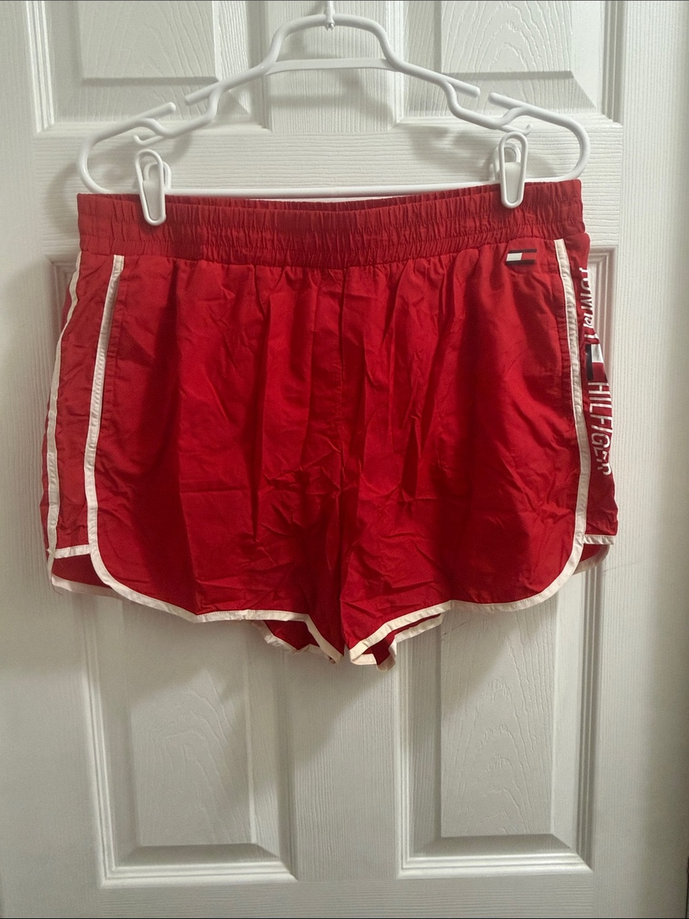 Tommy Hilfiger Red Athletic swim Shorts with White Trim